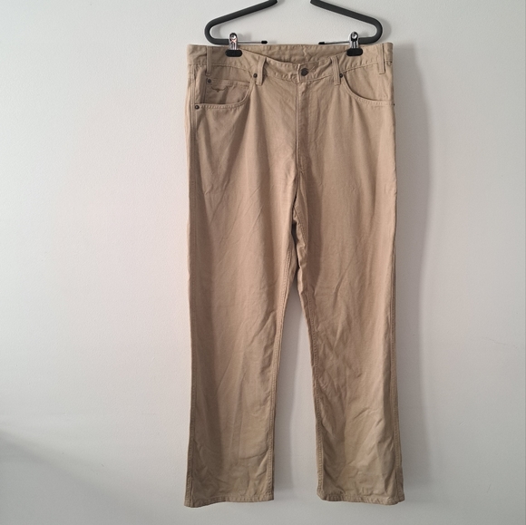 RM Williams Mens light Tan Cotton core straight leg high rise Trousers Size 38R - Picture 3 of 16